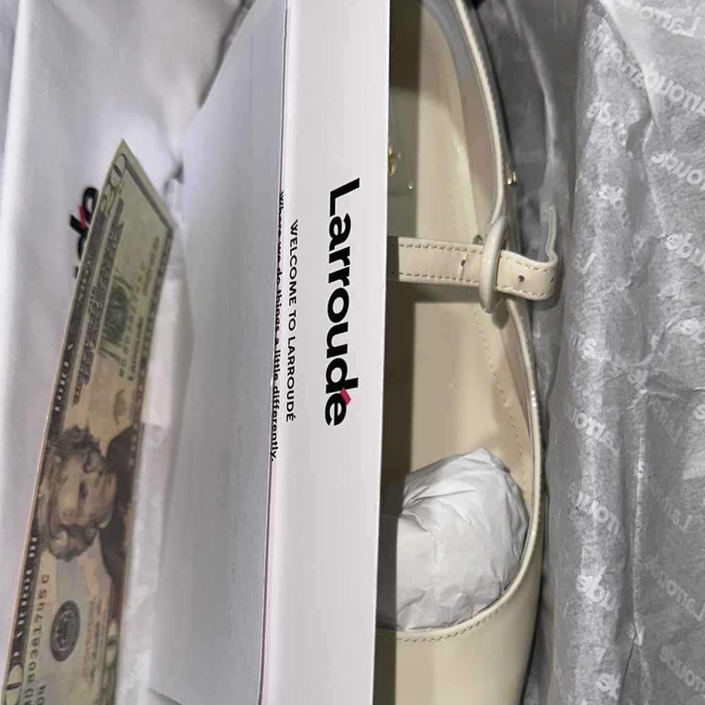 Larroude Cream Flats with Classic Mary Jane Style - Picture 8 of 16